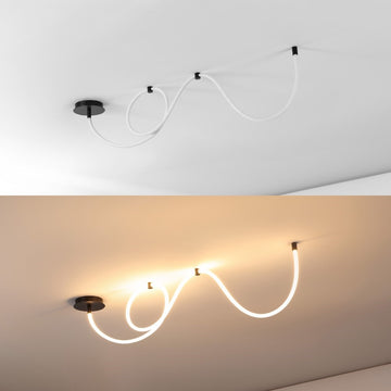 Serafina Contemporary Minimalist 360 Adjustable Silicone Neon Rope Dimmable Linear Integrated LED Flush Mount - JONATHAN Y